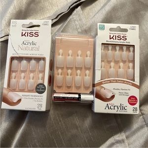 Kiss Salon Acrylic natural real short nails. 3 packs